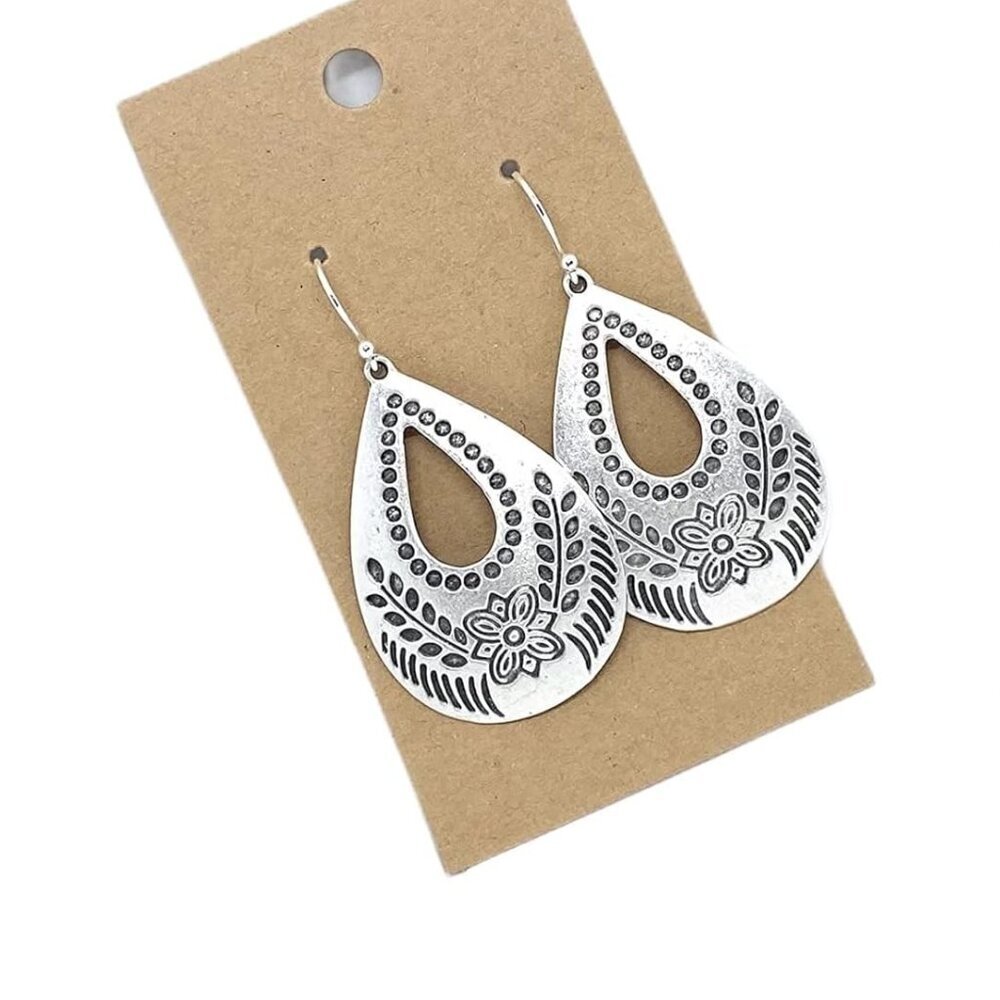 Floral Teardrop on Sterling Silver Earrings Handmade